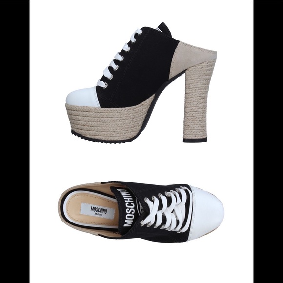 New Moschino Jute Heel Platform Sneaker Mules - Picture 2 of 8